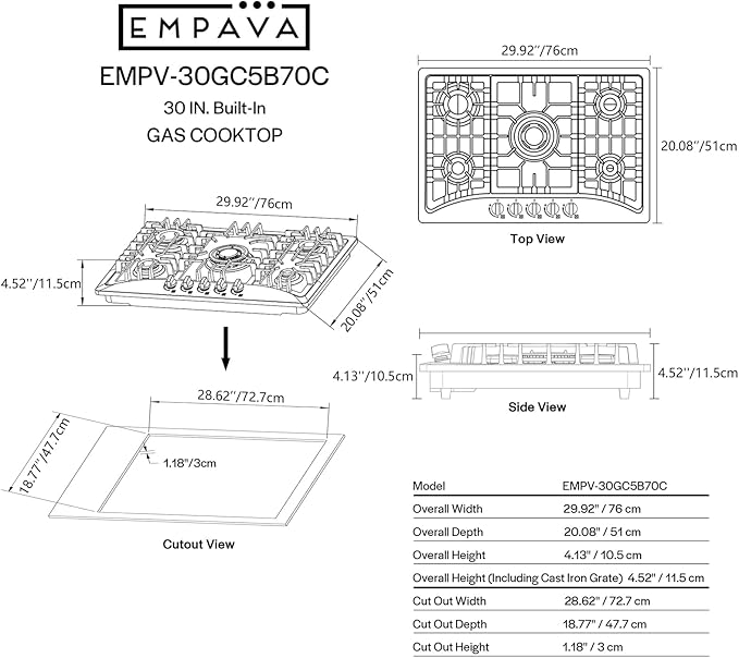 Estufa Empava EMPV-50GC5B70C (Nueva)